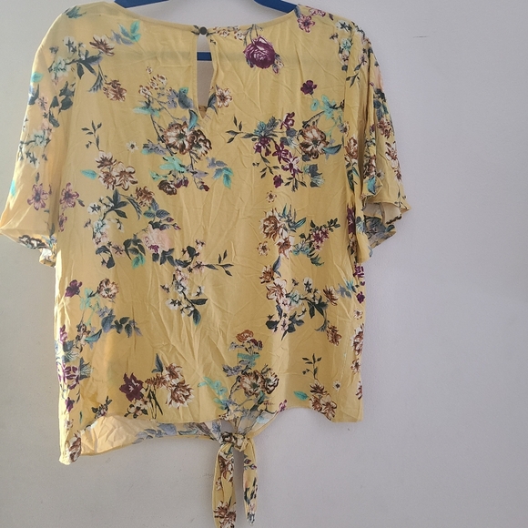 New Socialite Floral Flutter Sleeve Knot Front Blouse XL - Picture 4 of 4